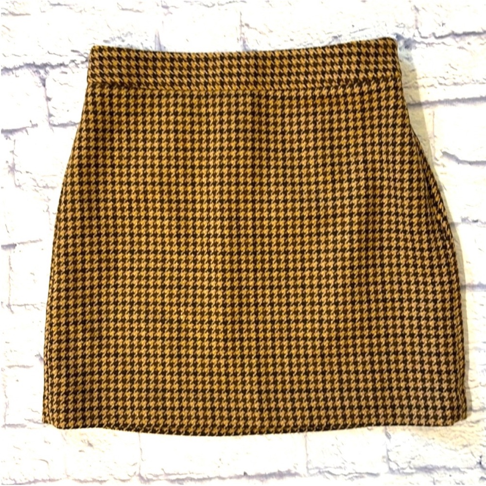 Banana Republic Wool Blend Skirt Brown Houndstooth Print Skirt Size 6 Tall NWT